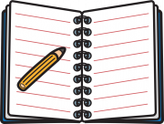 open notepad with pencil illustration